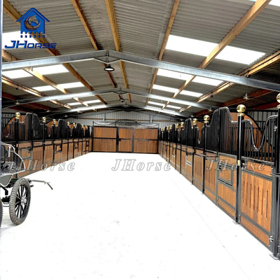 Heavy Duty Powder Coated Horse Stable Box Equipment Equestrian Horse Stall With Feeder Window