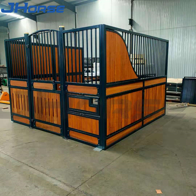 รั้วเหล็กฟาร์มแบบพกพา 3.5m Barn Stall Fronts พร้อมการออกแบบประตูคู่ไม้สัก
